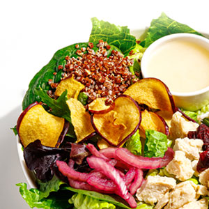 Fuji apple crunch salad with quinoa, grilled chicken and more