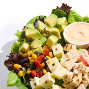 southwest chipotle ranch salad with fresh avocados